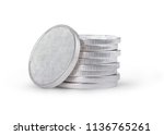 Stack Of Silver Coins Isolated