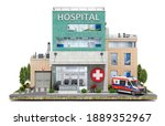 front view on a modern hospital ... | Shutterstock . vector #1889352967