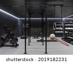 gym interior in black color 3d... | Shutterstock . vector #2019182231