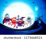 halloween kids costume party.... | Shutterstock .eps vector #1173668521