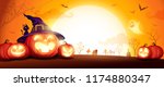 halloween pumpkin patch in the... | Shutterstock .eps vector #1174880347
