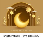 ramadan kareem paper graphic of ... | Shutterstock .eps vector #1951883827