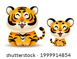 cute tiger and tiger cub... | Shutterstock .eps vector #1999914854