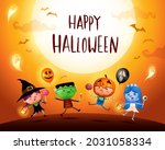 halloween kids costume party.... | Shutterstock .eps vector #2031058334