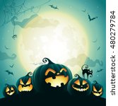 halloween pumpkins under the... | Shutterstock .eps vector #480279784
