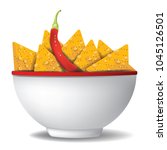 white bowl filled with nacho... | Shutterstock .eps vector #1045126501