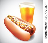 Beer And Hot Dog Eps 10 Vector  ...