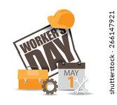 may first workers day icon eps... | Shutterstock .eps vector #266147921