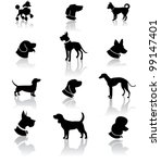 Dog Silhouette Icon Symbol Set...