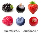Summer berry fruits. Raspberry, Strawberry, Blueberry, Blackberry Isolated on White Background
