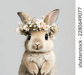 watercolor bunny in floral...