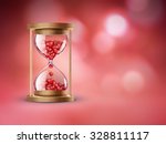 Hourglass With Red Hearts On...