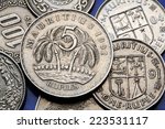 coins of mauritius. two palm... | Shutterstock . vector #223531117