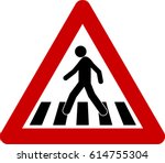 Warning Sign With Crosswalk...