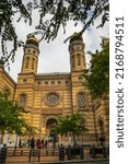 Small photo of BUDAPEST, HUNGARY - 13 OCTOBER, 2019: The Dohany Street Synagogue, also known as the Great Synagogue or Tabakgasse Synagogue, in Budapest, Hungary. It is the largest synagogue in Europe