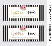 gift voucher with gold and rose ... | Shutterstock .eps vector #736691584
