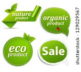 4 green set eco tags isolated... | Shutterstock . vector #129029567