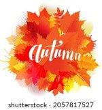 autumn poster with stain and... | Shutterstock .eps vector #2057817527