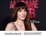 Small photo of LOS ANGELES - FEB 12: Dakota Johnson at the Madame Web Premiere at the Village Theater on February 12, 2024 in Westwood, CA