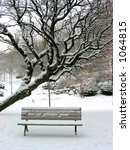 Winter Bench In A Park Covered...