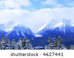 Lake Louise Landscape with mountains and resort image - Free stock ...