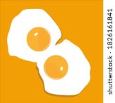 Two Fried Eggs Flat Vector...