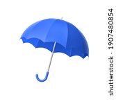 Blue Umbrella Isolated On White....