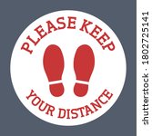 please keep your distance floor ... | Shutterstock .eps vector #1802725141