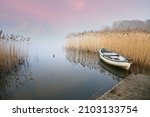 Lake Of Sjaelso And Boat In...