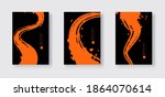 orange ink brush stroke on... | Shutterstock .eps vector #1864070614