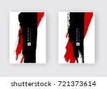 black red ink brush stroke on... | Shutterstock .eps vector #721373614