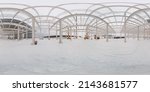 Small photo of Full spherical 360 by 180 degree panorama of winter construction site in cloudy weather. Equirectangular projection of sphere. Can be used in virtual reality backgrounds.
