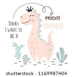 dinosaur baby girl cute print.... | Shutterstock .eps vector #1169987404