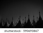 stupa silhouettes at night  ... | Shutterstock . vector #590693867