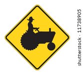 Tractor Warning Sign On White