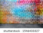 Colorful brick wall interior, grunge background