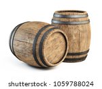 Two Wooden Barrels Isolated On...