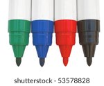 Series of whiteboard markers, isolated against background