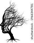 optical illusion bare tree face ... | Shutterstock .eps vector #1966344781