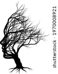 optical illusion bare tree face ... | Shutterstock .eps vector #1970008921