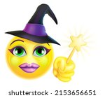 a witch halloween emoticon face ... | Shutterstock . vector #2153656651