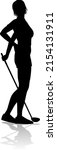 a woman golfer sports person... | Shutterstock .eps vector #2154131911