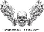 Skull And Wings In Engraving...
