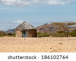 Traditional african huts in Kenya 