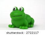 Green Plastic Toy Frog On White ...
