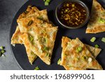 Homemade Chinese Scallion Pancake with Dipping Sauce
