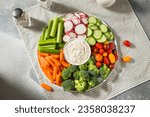 Healthy Homemade Veggie Tray Appetizer with French Onion Dip