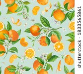 mandarin watercolor floral... | Shutterstock .eps vector #1833565861