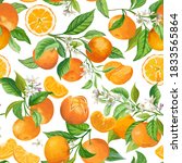 mandarin floral background.... | Shutterstock .eps vector #1833565864