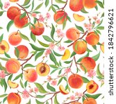 seamless peach pattern with... | Shutterstock .eps vector #1842796621